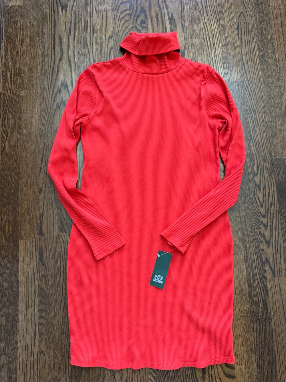 WILD FABLE Red Ribbed Turtleneck Dress